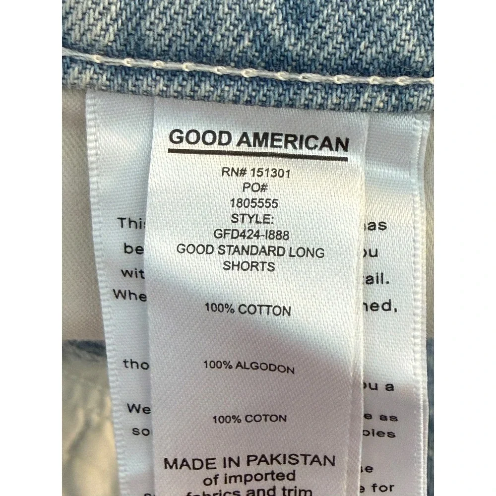 Good American Good Standard Long Short Indigo888 Light Wash Denim 16 Plus NEW